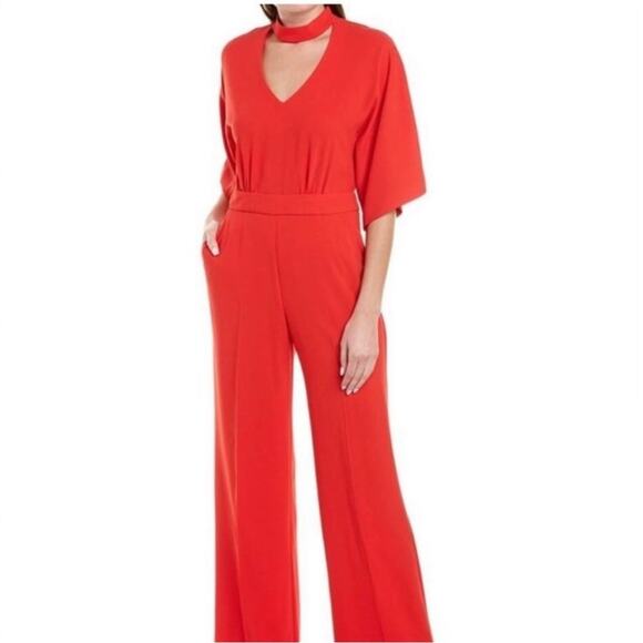 Trina Turk Ambient red choker cutout neckline jumpsuit size 2 NWT holiday chic - Picture 1 of 16